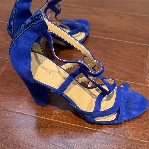 J. Crew Royal electric Blue suede like  Strappy Heels women’s size 9 - Picture 6 of 10